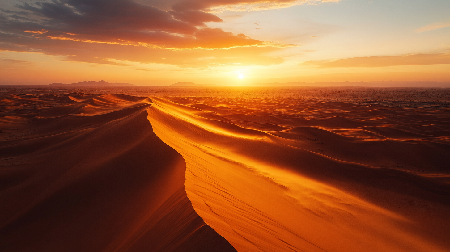 Désert du Sahara au coucher de soleil
